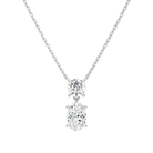 Valora Oval & Round Duo Drop Lab-Grown Diamond Necklace in 18K White Gold, front view