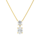 Valora Oval & Round Duo Drop Lab-Grown Diamond Necklace in 14K Yellow Gold, front view
