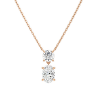 Valora Oval & Round Duo Drop Lab-Grown Diamond Necklace in 14K Rose Gold, front view
