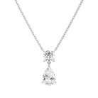 Valora Pear & Round Duo Drop Lab-Grown Diamond Necklace in 14K White Gold, front view