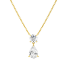 Valora Pear & Round Duo Drop Lab-Grown Diamond Necklace in 18K Yellow Gold, front view