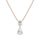 Valora Pear & Round Duo Drop Lab-Grown Diamond Necklace in 14K Rose Gold, front view