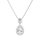 Soraya Halo Duo Drop Lab-Grown Diamond Necklace in 14K White Gold, front view