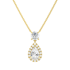 Soraya Halo Duo Drop Lab-Grown Diamond Necklace in 14K Yellow Gold, front view