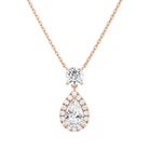 Soraya Halo Duo Drop Lab-Grown Diamond Necklace in 14K Rose Gold, front view