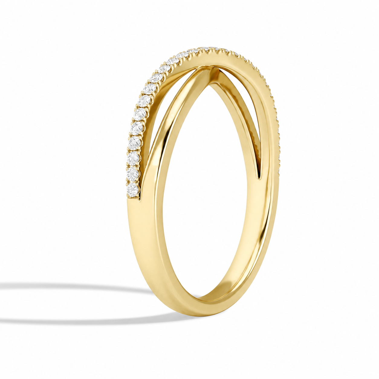 Aline Accented Cross Diamond Ring in 14K Yellow Gold second product view