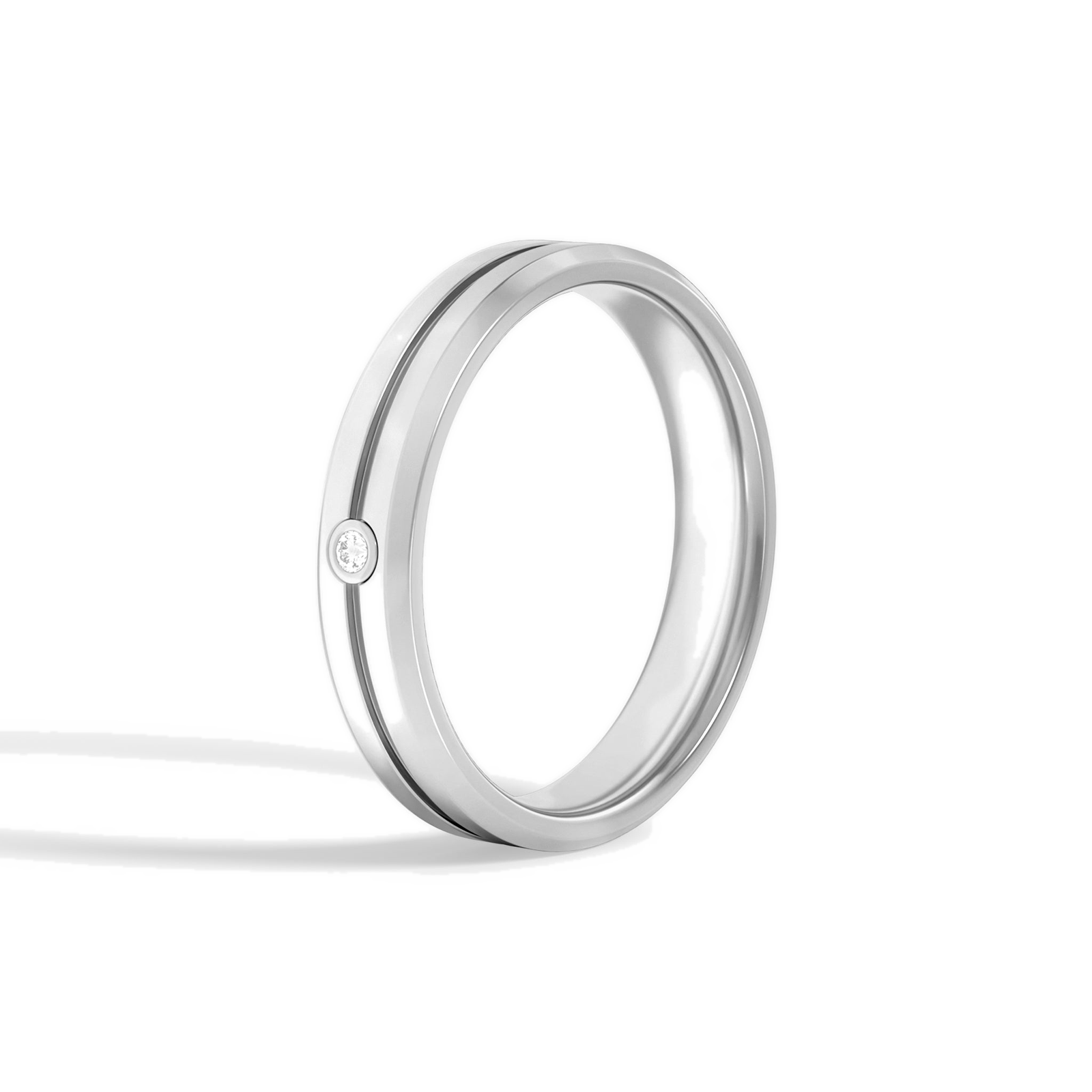 Adeline Beveled Accented Diamond Wedding Band in Platinum second product view
