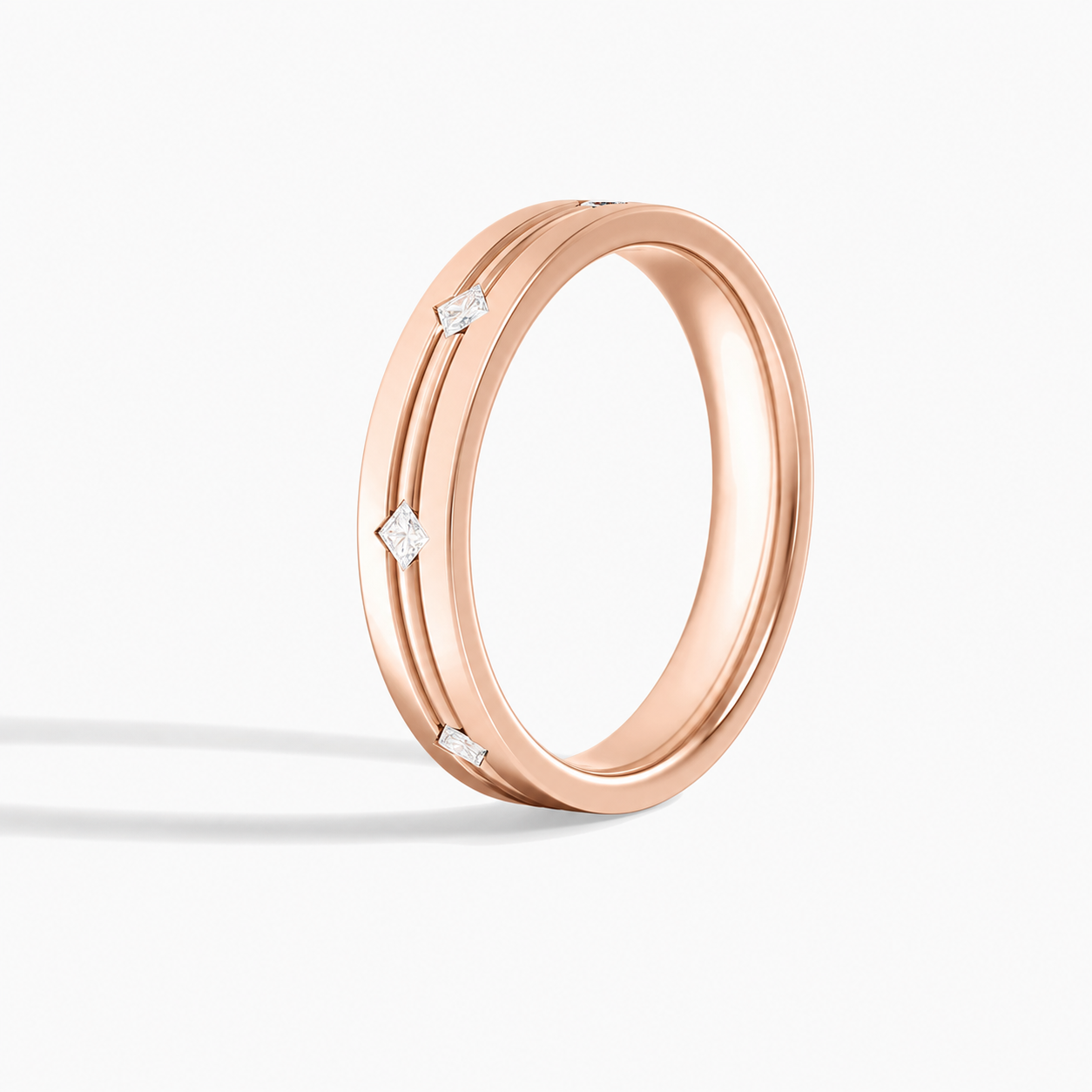 Vera East-West Cut Accented Diamond Wedding Band in 14K Rose Gold second product view