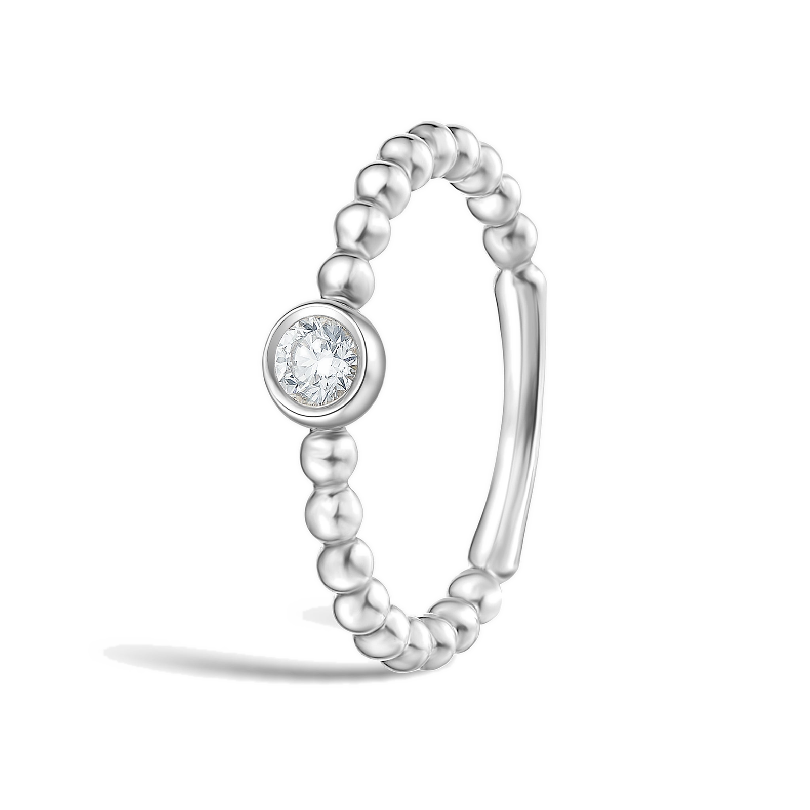 Celia Beaded Bezel Solitaire Diamond Ring in Platinum second product view