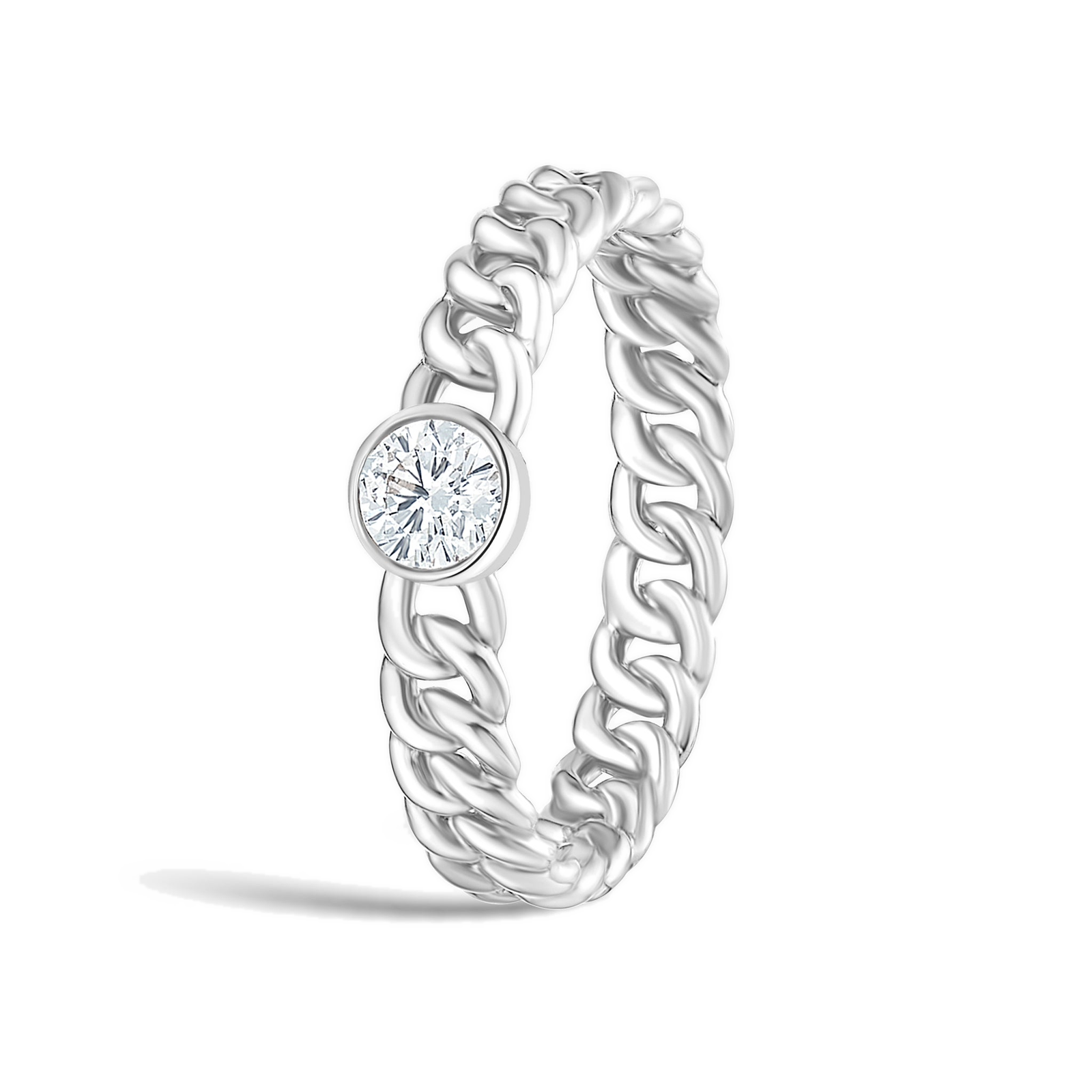 Nadia Cuban Bezel Stacking Diamond Ring in 18K White Gold second product view