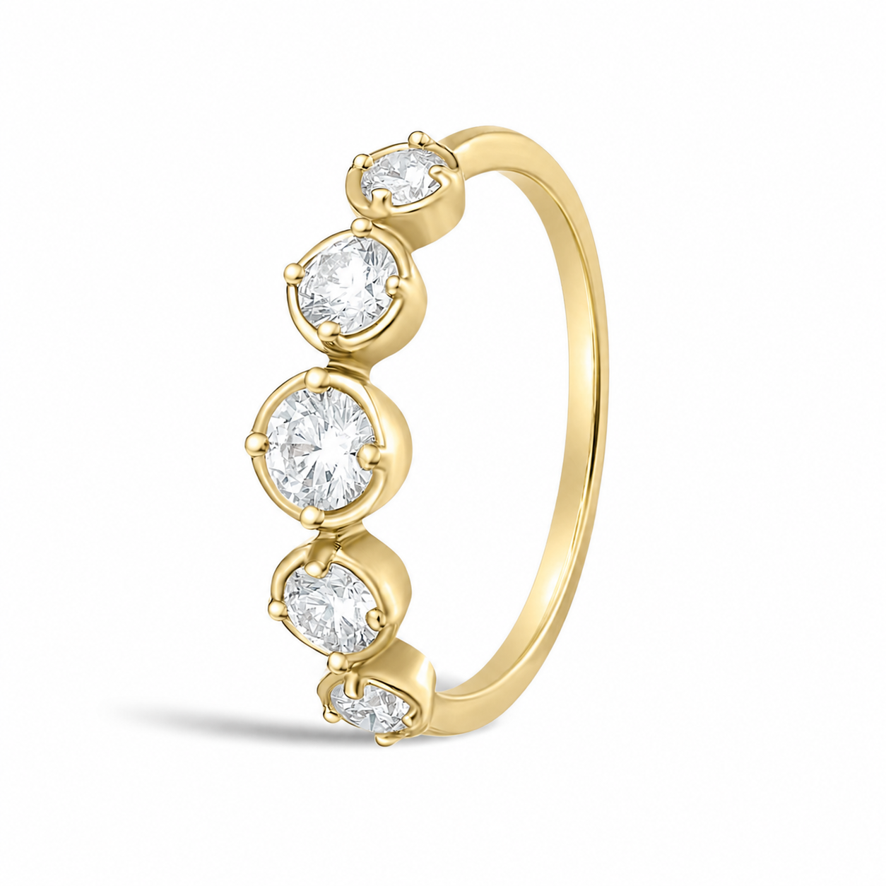 Juliette Bezel Prong Half Eternity Diamond Band in 18K Yellow Gold second product view