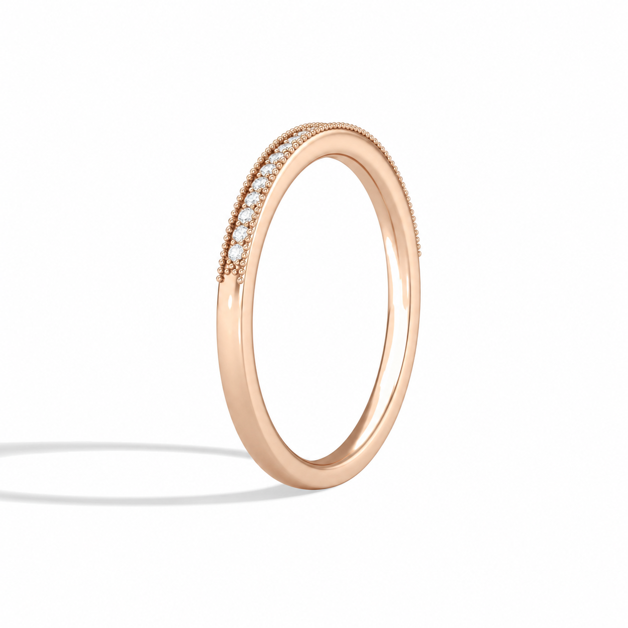 Ines Milgrain Channel Diamond Ring in 14K Rose Gold second product view