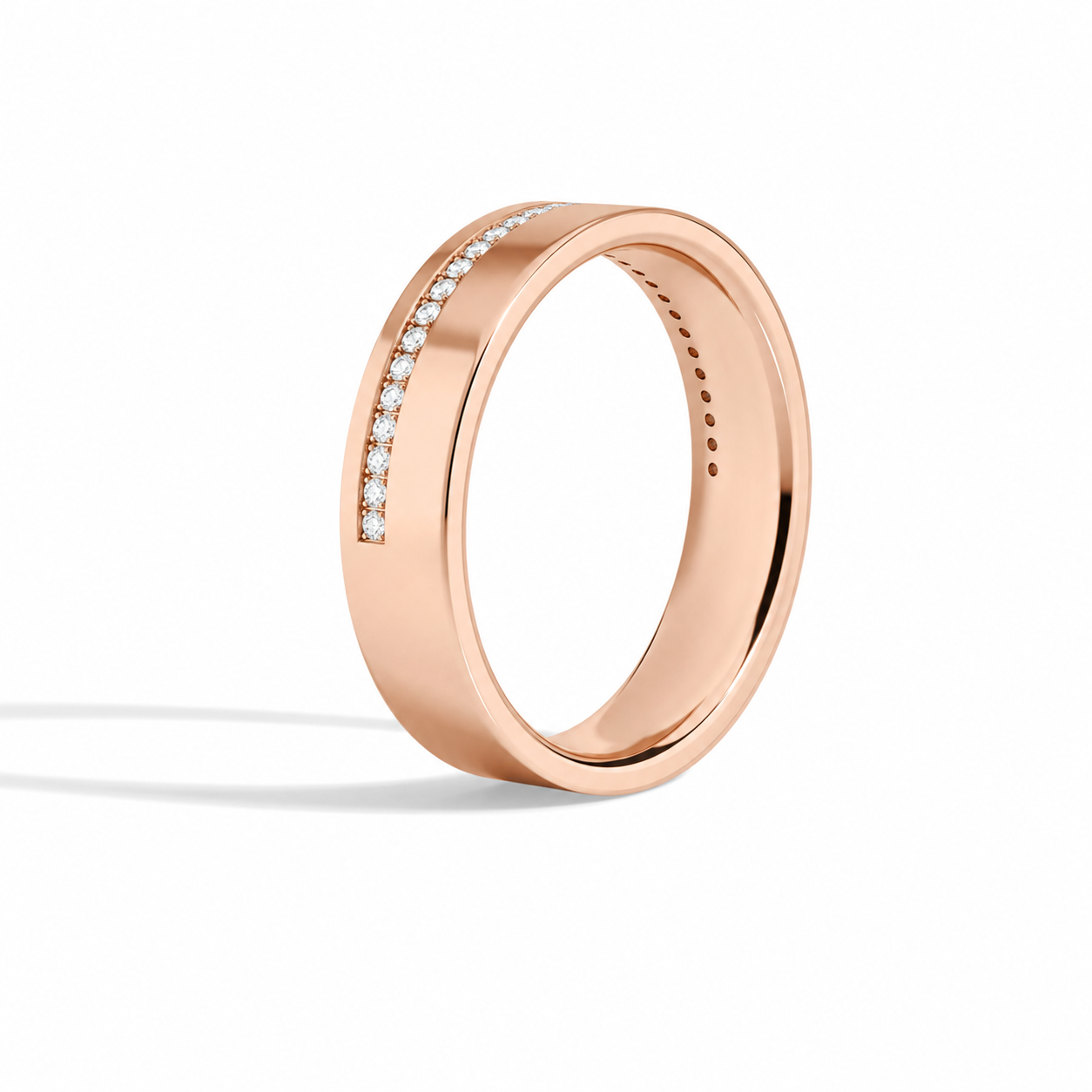 Della Half Channel Flat Edge Diamond Wedding Band in 14K Rose Gold second product view
