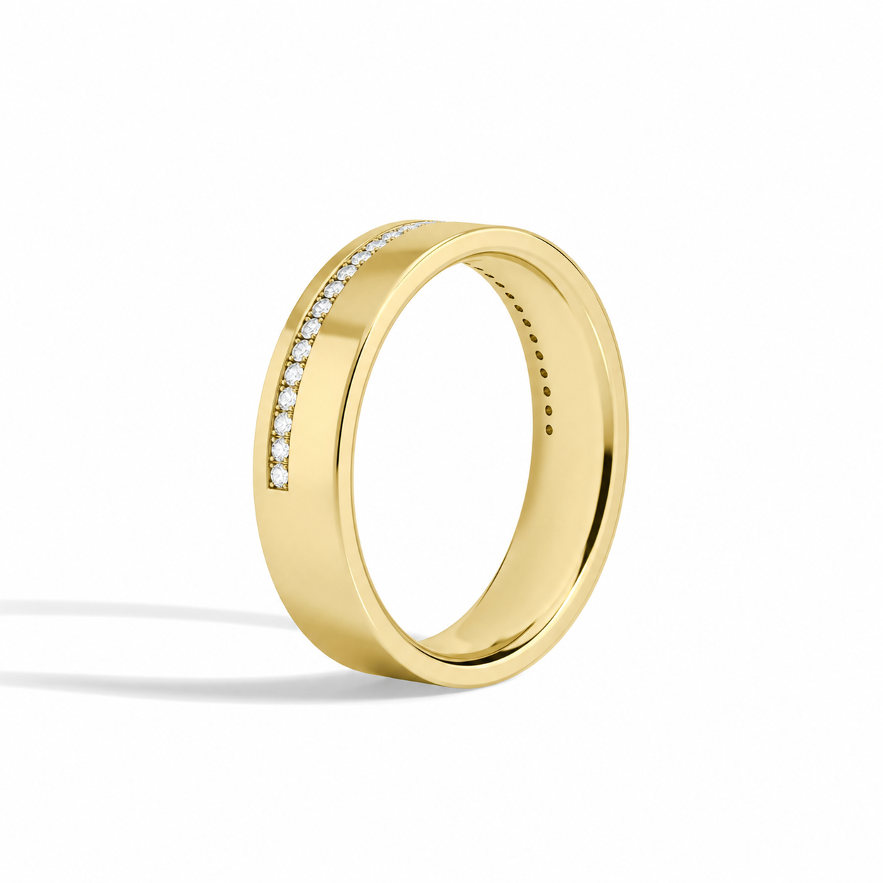 Della Half Channel Flat Edge Diamond Wedding Band in 14K Yellow Gold second product view