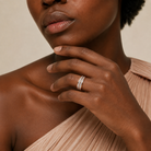 Eloise Two Row Channel Cut Lab-Grown Diamond Wedding Band in 14K Rose Gold, worn on hand