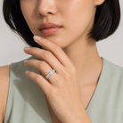 Eloise Two Row Channel Cut Lab-Grown Diamond Wedding Band in 18K White Gold, worn on hand
