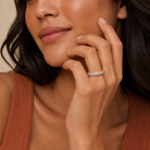 Lucienne Three Row Wavy Prong Lab-Grown Diamond Band in 14K Rose Gold, worn on hand