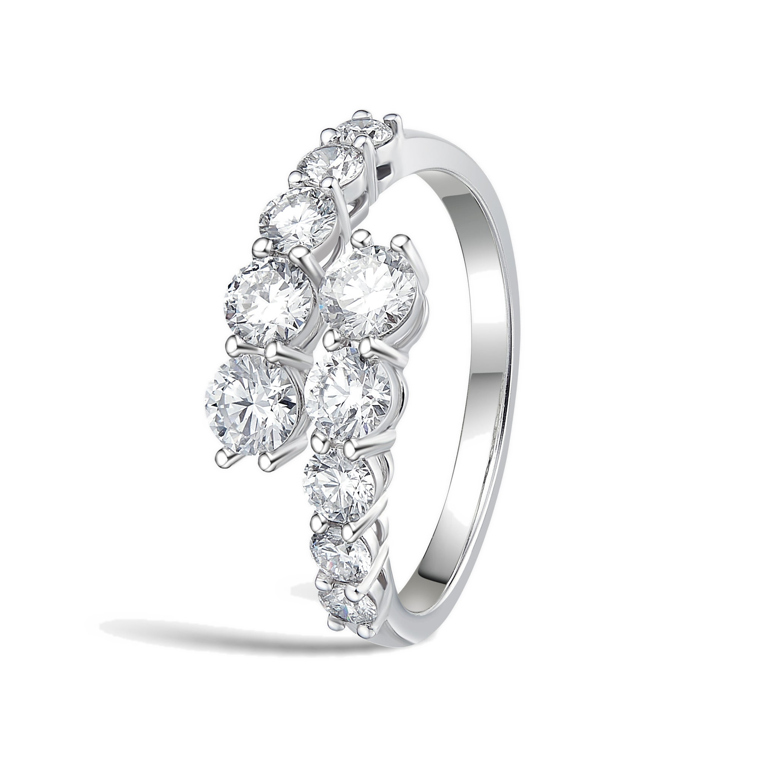 Elodie Graduated Bypass Diamond Ring in 14K White Gold second product view