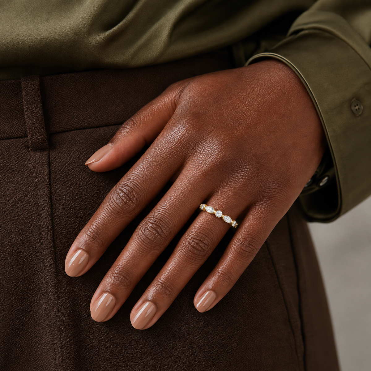 Geneva Chateau Lab-Grown Diamond Ring in 14K Yellow Gold, worn on hand
