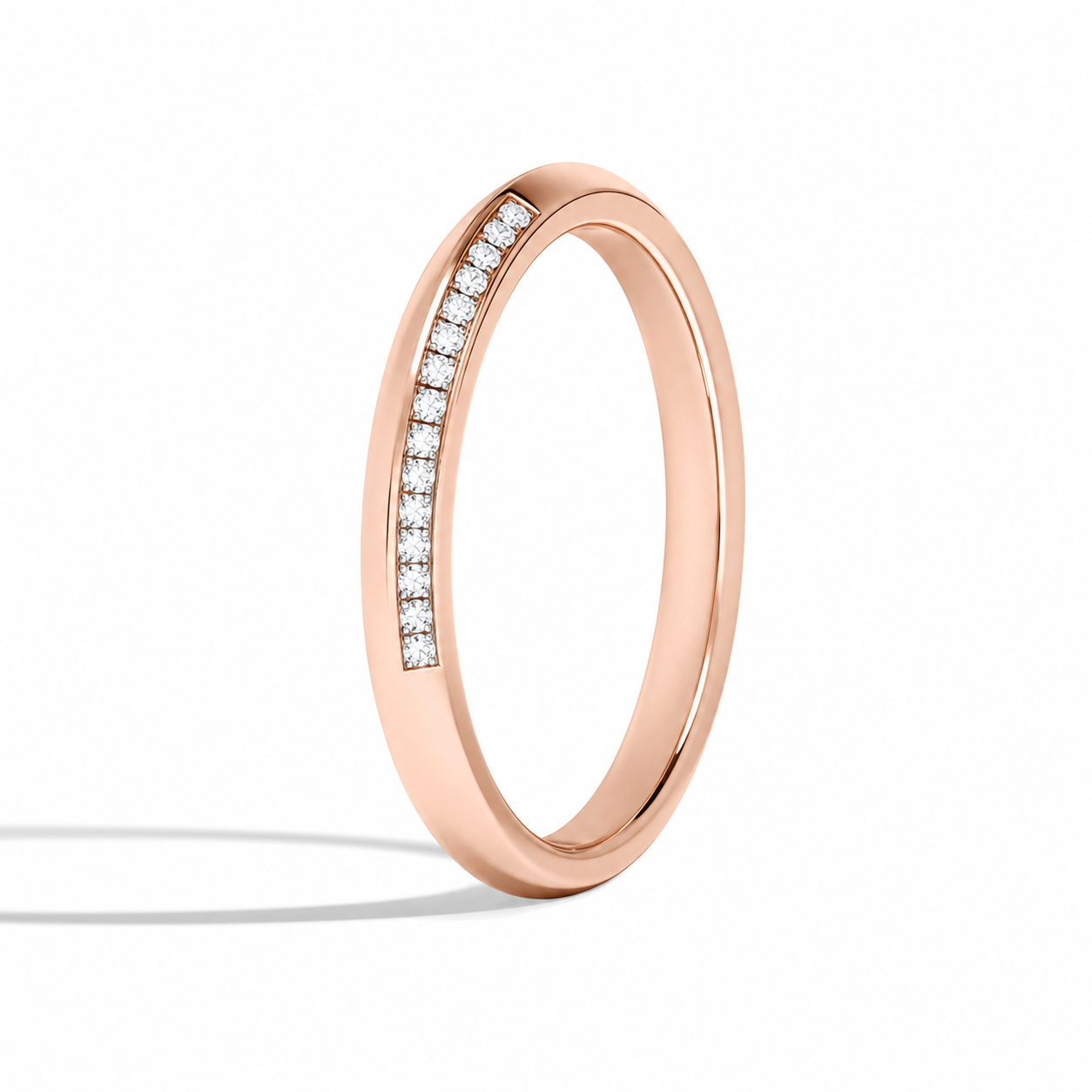 Saskia Knife Edge Diamond Wedding Band in 14K Rose Gold second product view