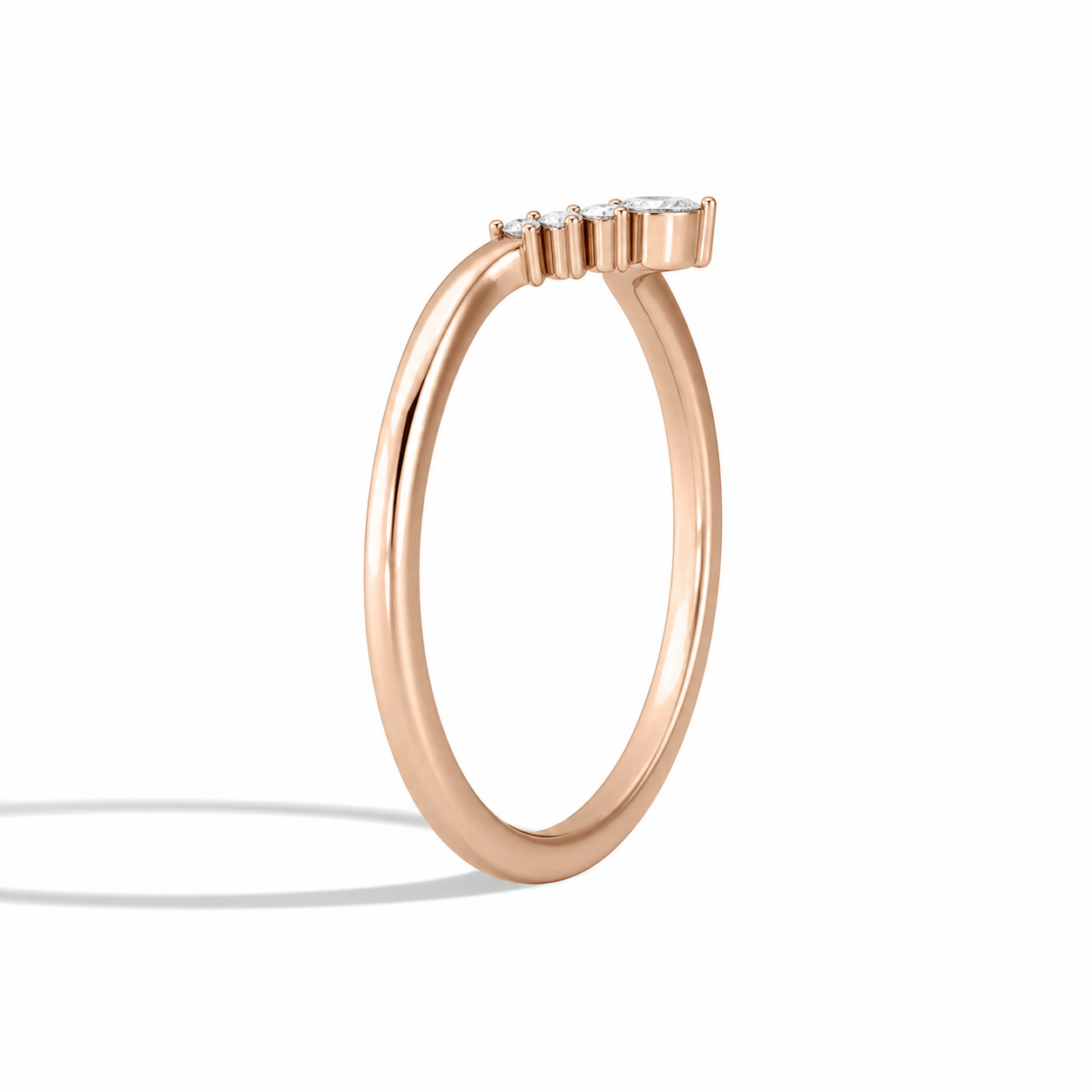 Selene Crescent Diamond Ring in 14K Rose Gold second product view