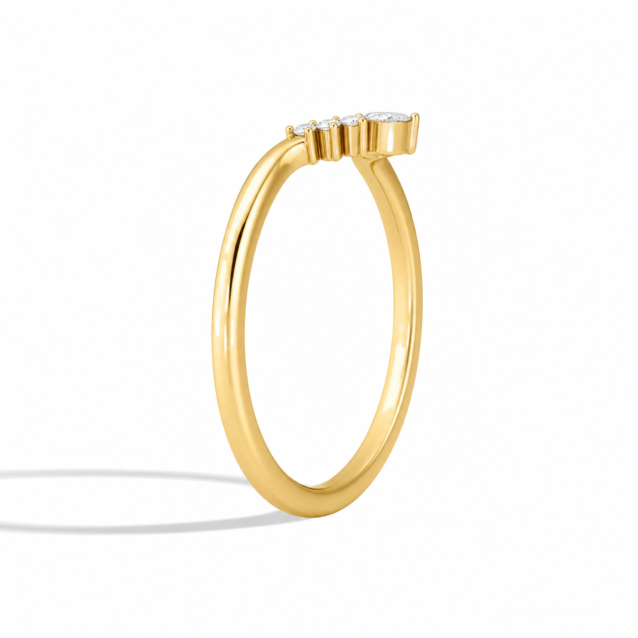 Selene Crescent Diamond Ring in 18K Yellow Gold second product view