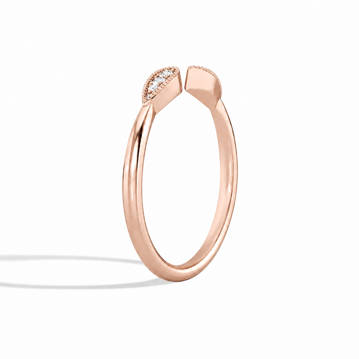 Flora Vintage Inspired Milgrain Open Diamond Ring in 14K Rose Gold second product view