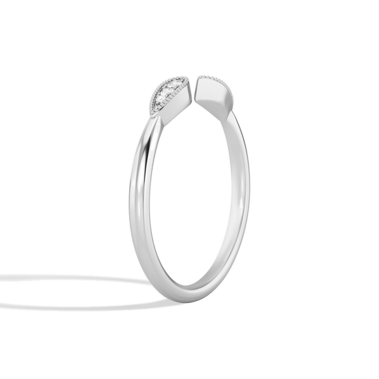 Flora Vintage Inspired Milgrain Open Diamond Ring in 14K White Gold second product view