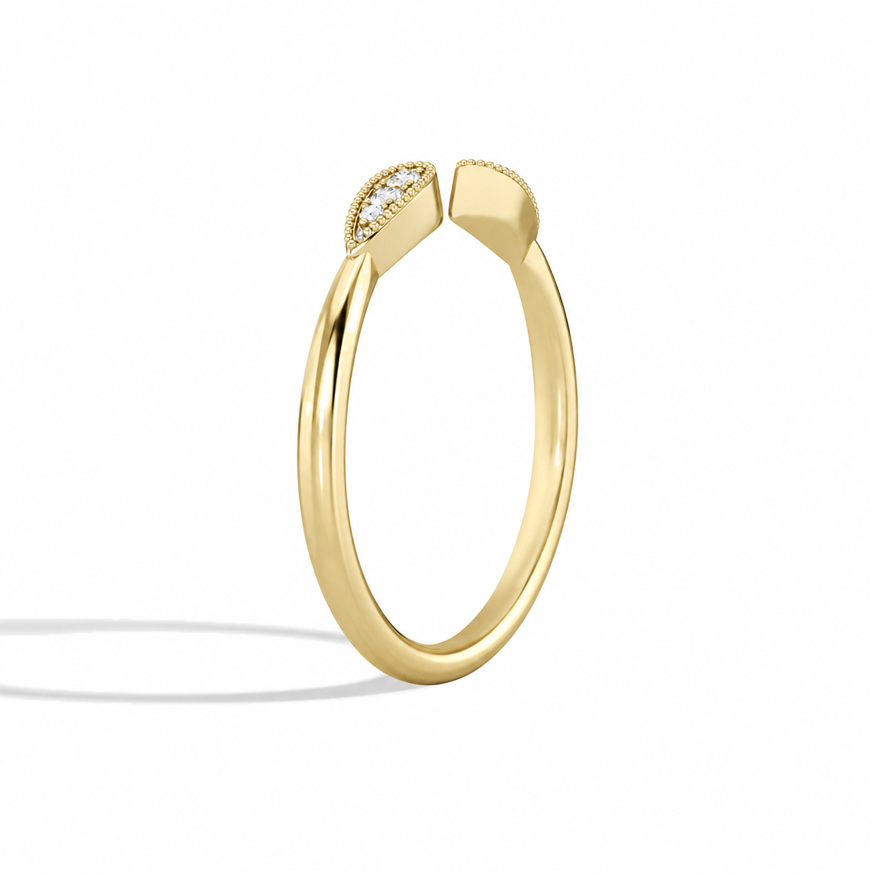 Flora Vintage Inspired Milgrain Open Diamond Ring in 14K Yellow Gold second product view