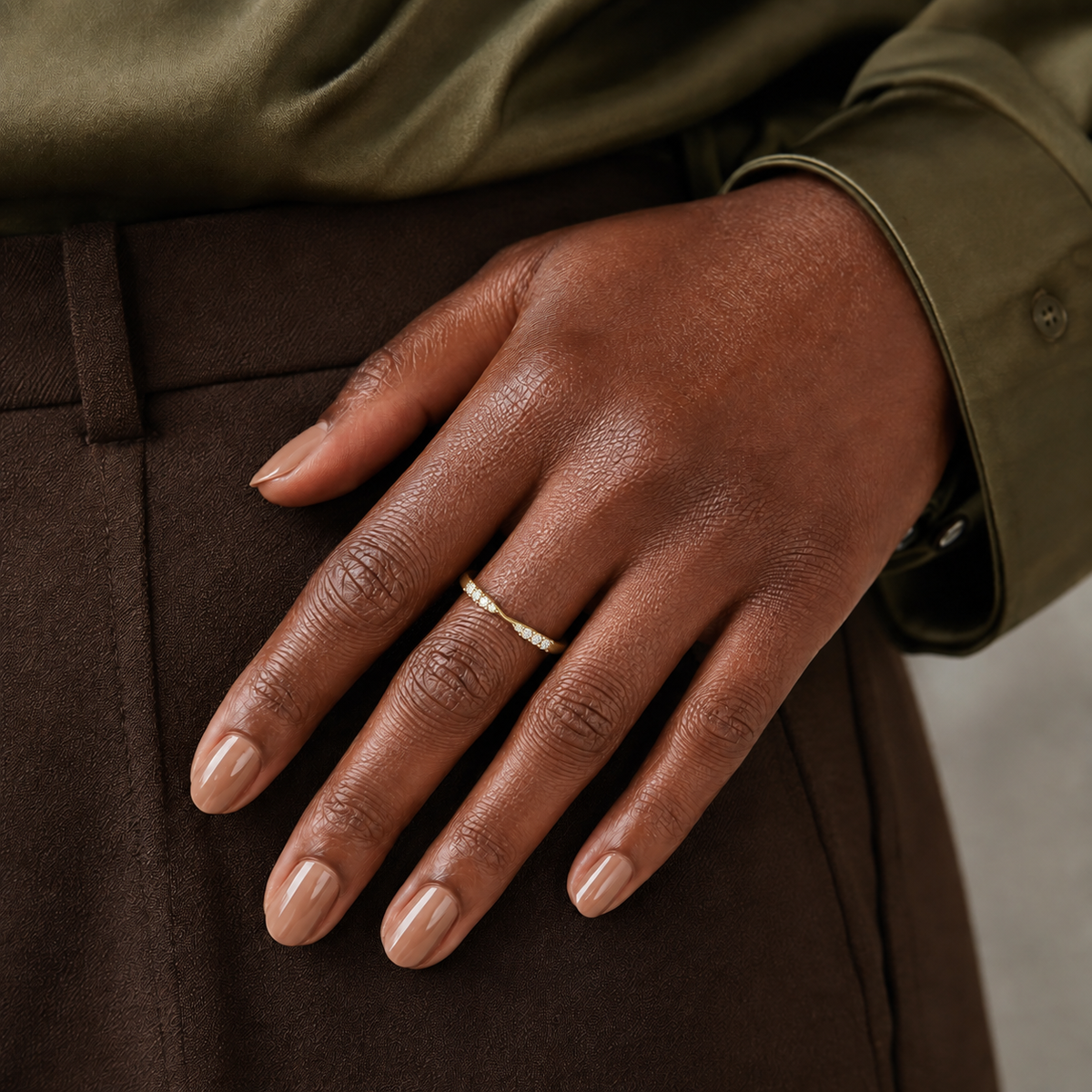 Cosima Cascade Graduated Lab-Grown Diamond Ring in 18K Yellow Gold, worn on hand