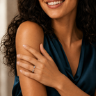 Sylvie Half Coverage Open Lab-Grown Diamond Ring in 18K White Gold, worn on hand