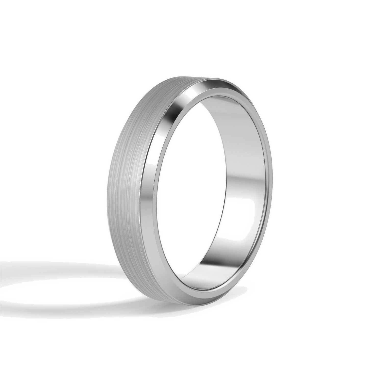 Orla Brushed Beveled Edge Diamond Wedding Band in 18K White Gold second product view