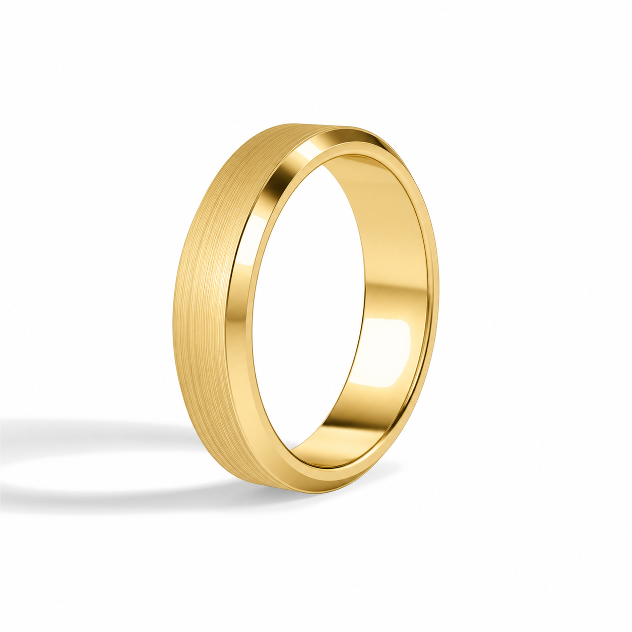 Orla Brushed Beveled Edge Diamond Wedding Band in 14K Yellow Gold second product view
