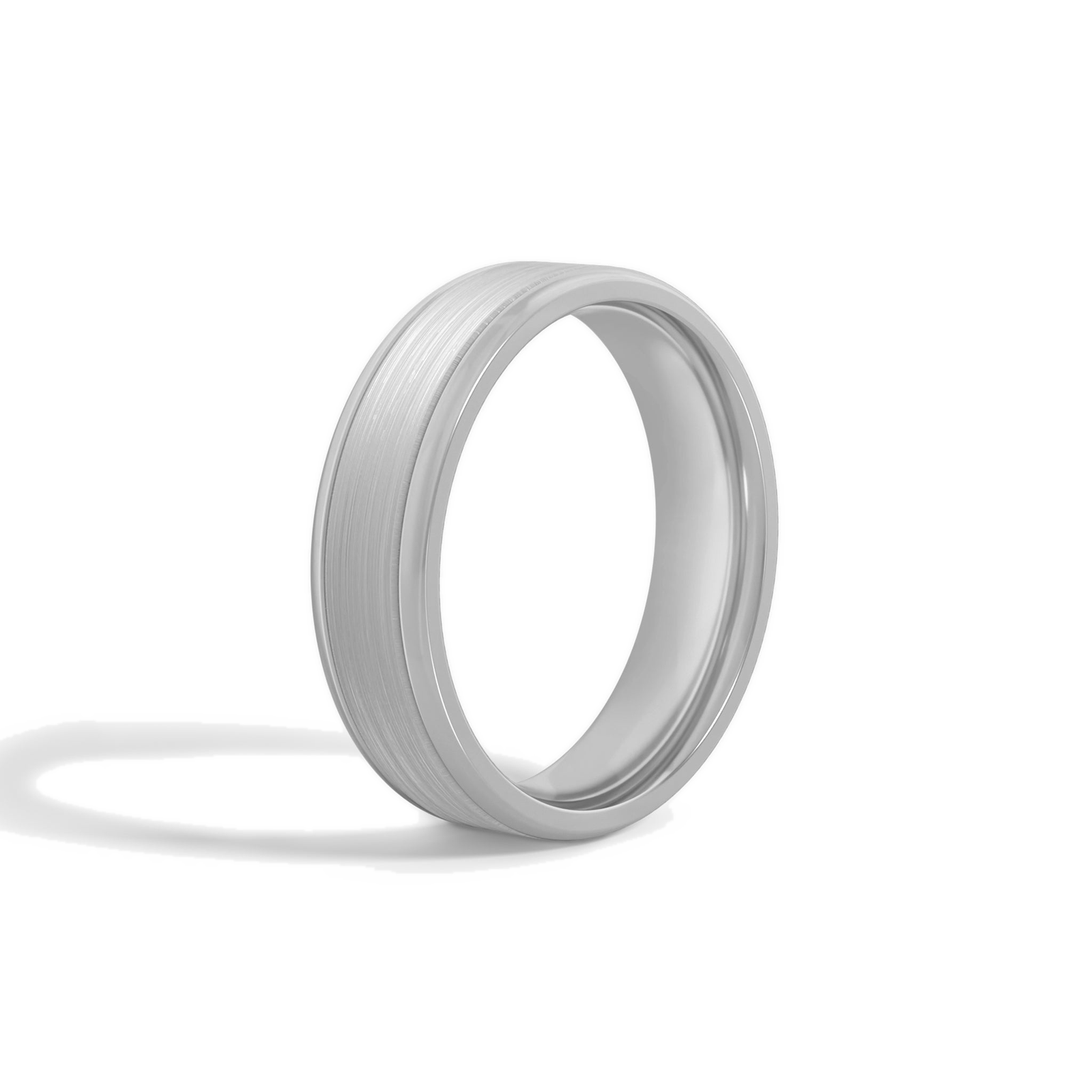 Evelina Brushed Flat Diamond Wedding Band in 14K White Gold second product view