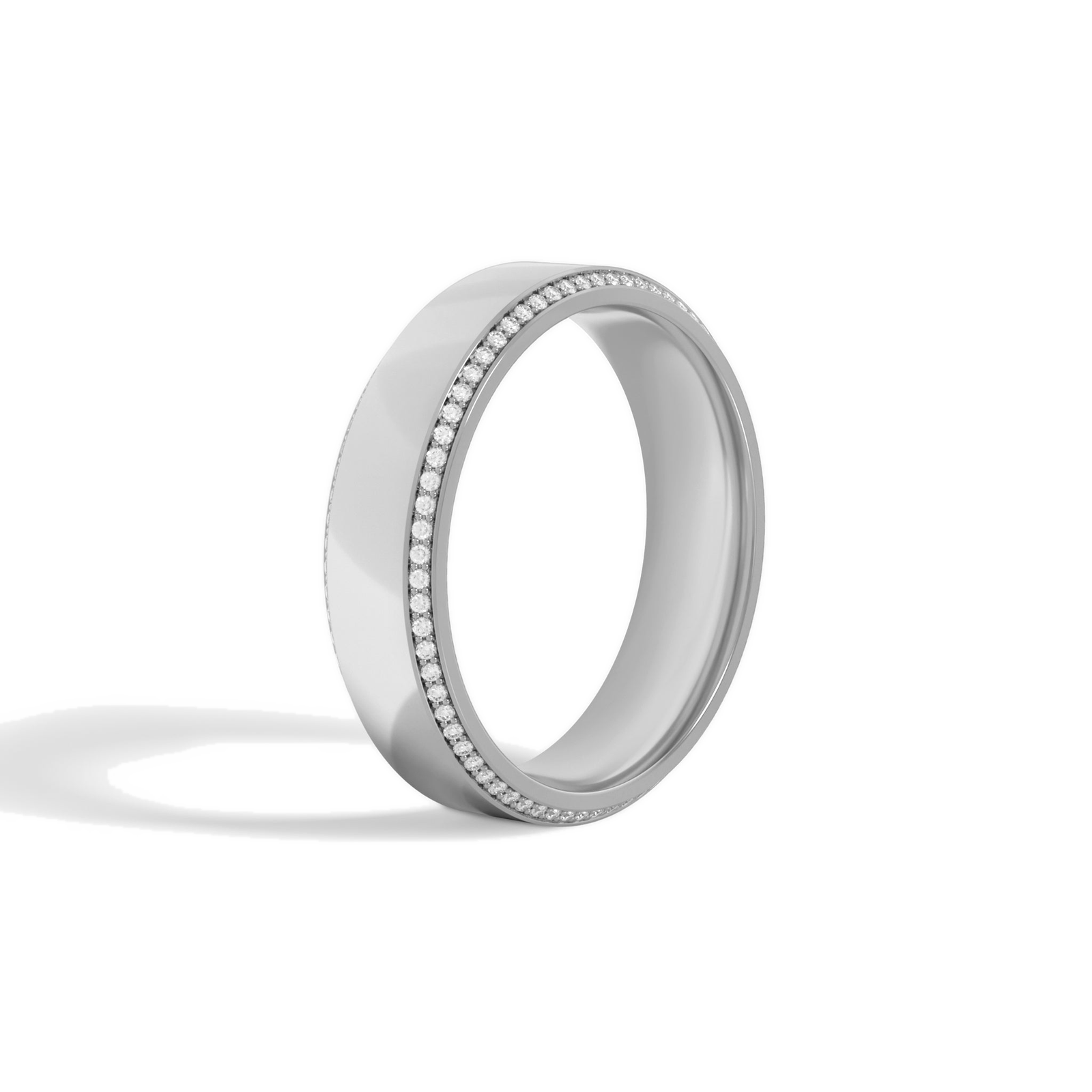 Tessa Beveled Edge Diamond Wedding Band in 14K White Gold second product view