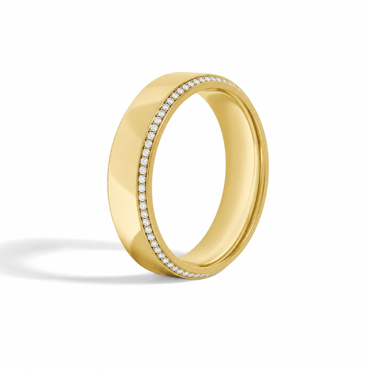 Tessa Beveled Edge Diamond Wedding Band in 14K Yellow Gold second product view