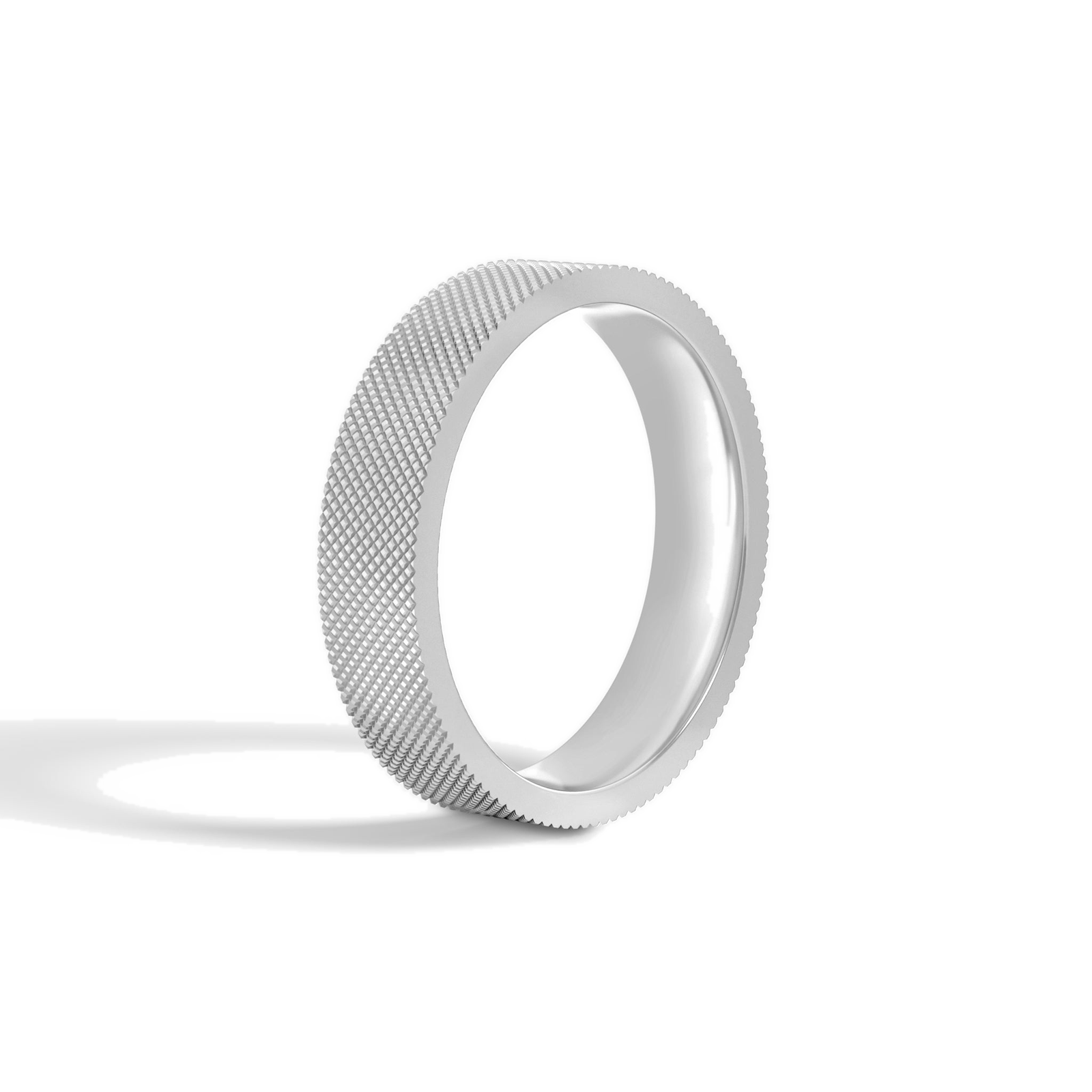 Elise Knurled Flat Edge Diamond Wedding Band in 18K White Gold second product view