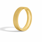 Elise Knurled Flat Edge Diamond Wedding Band in 18K Yellow Gold second product view
