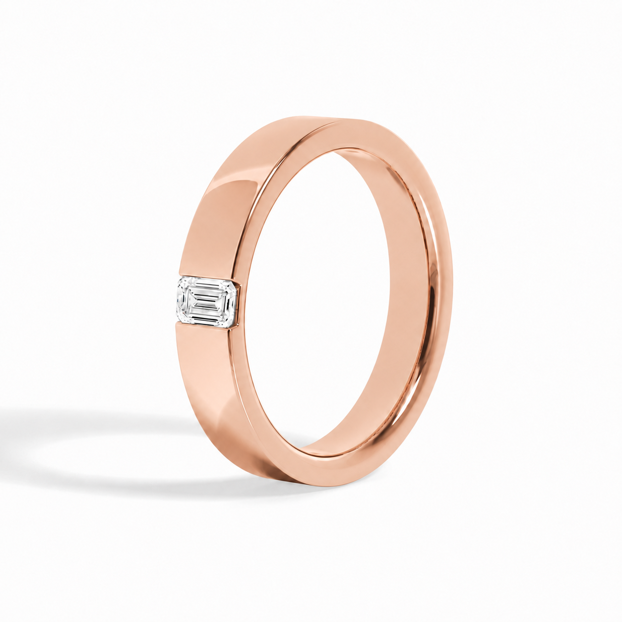 Juna Flat Edge Single Diamond Wedding Band in 14K Rose Gold second product view