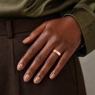 Juna Flat Edge Single Lab-Grown Diamond Wedding Band in 14K Rose Gold, worn on hand