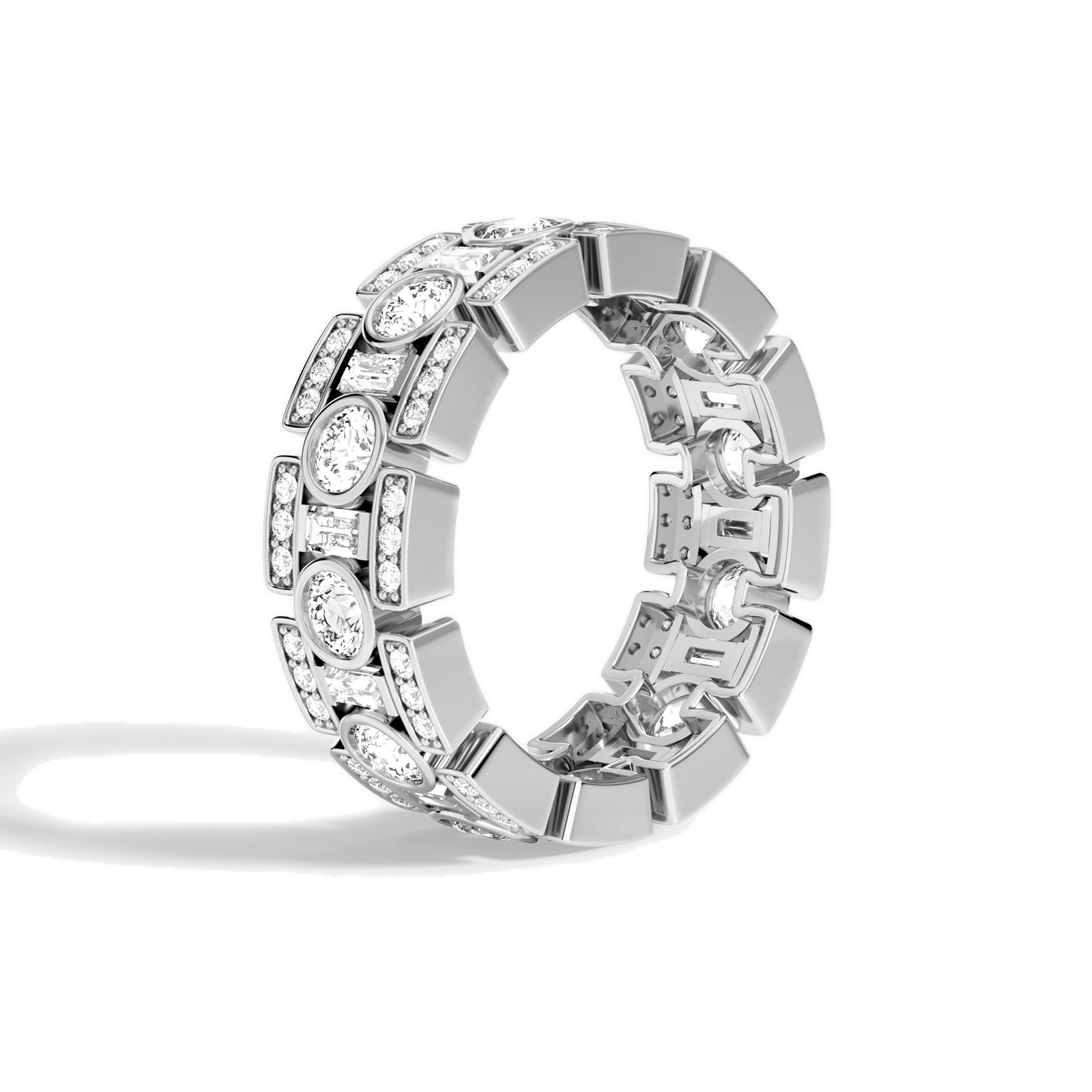 Isolde Baguette Diamond Wedding Band in 14K White Gold second product view