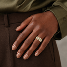Isolde Baguette Lab-Grown Diamond Wedding Band in 14K Yellow Gold, worn on hand