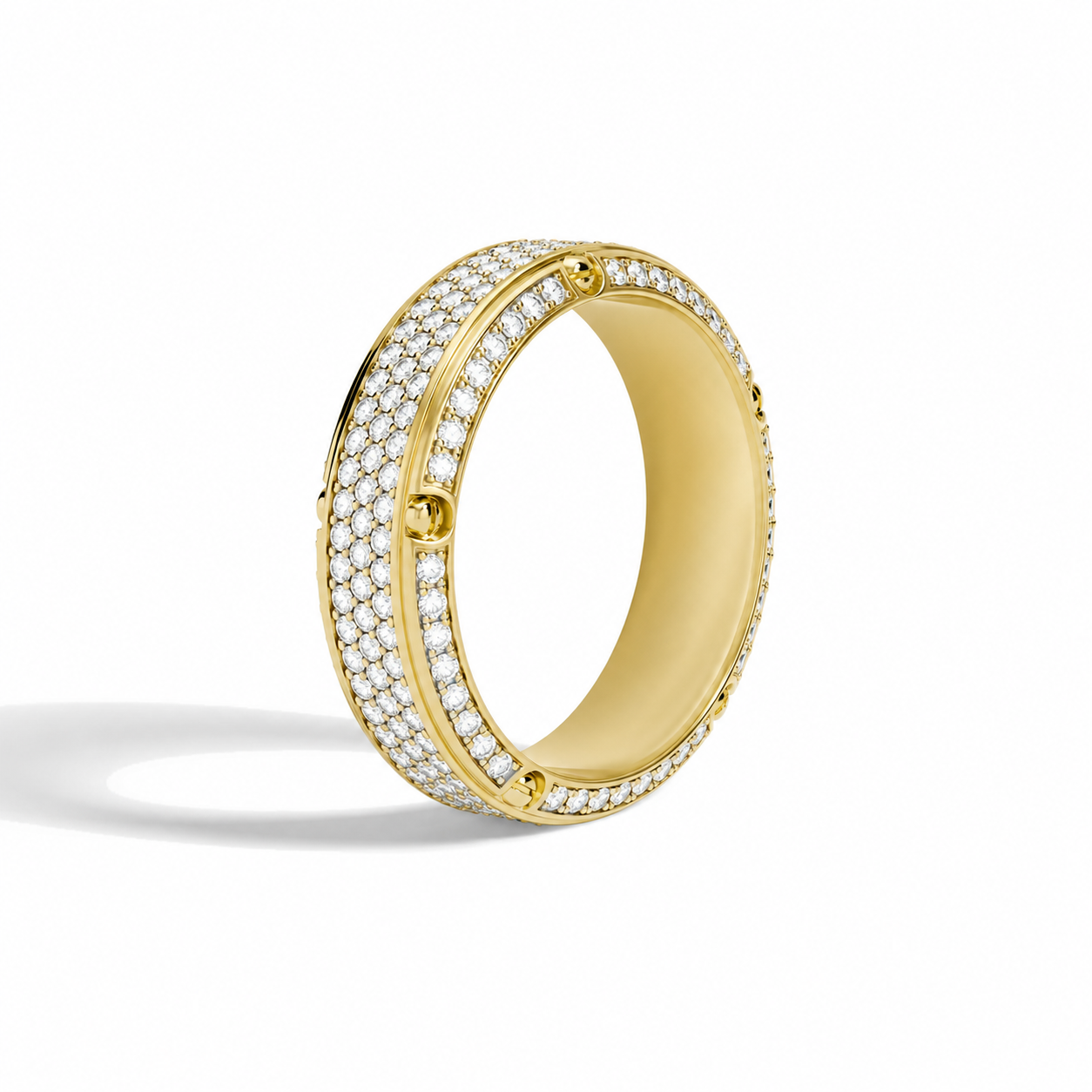 Lenora Beveled Pave Diamond Wedding Band in 14K Yellow Gold second product view