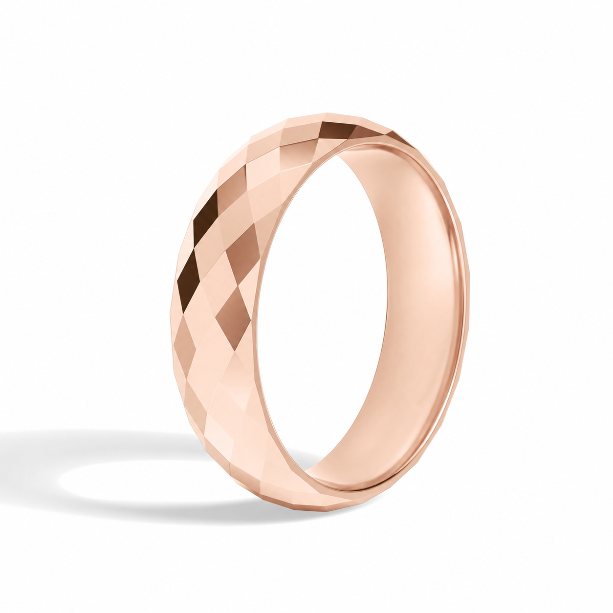 Odette Faceted Dome Diamond Wedding Band in 14K Rose Gold second product view