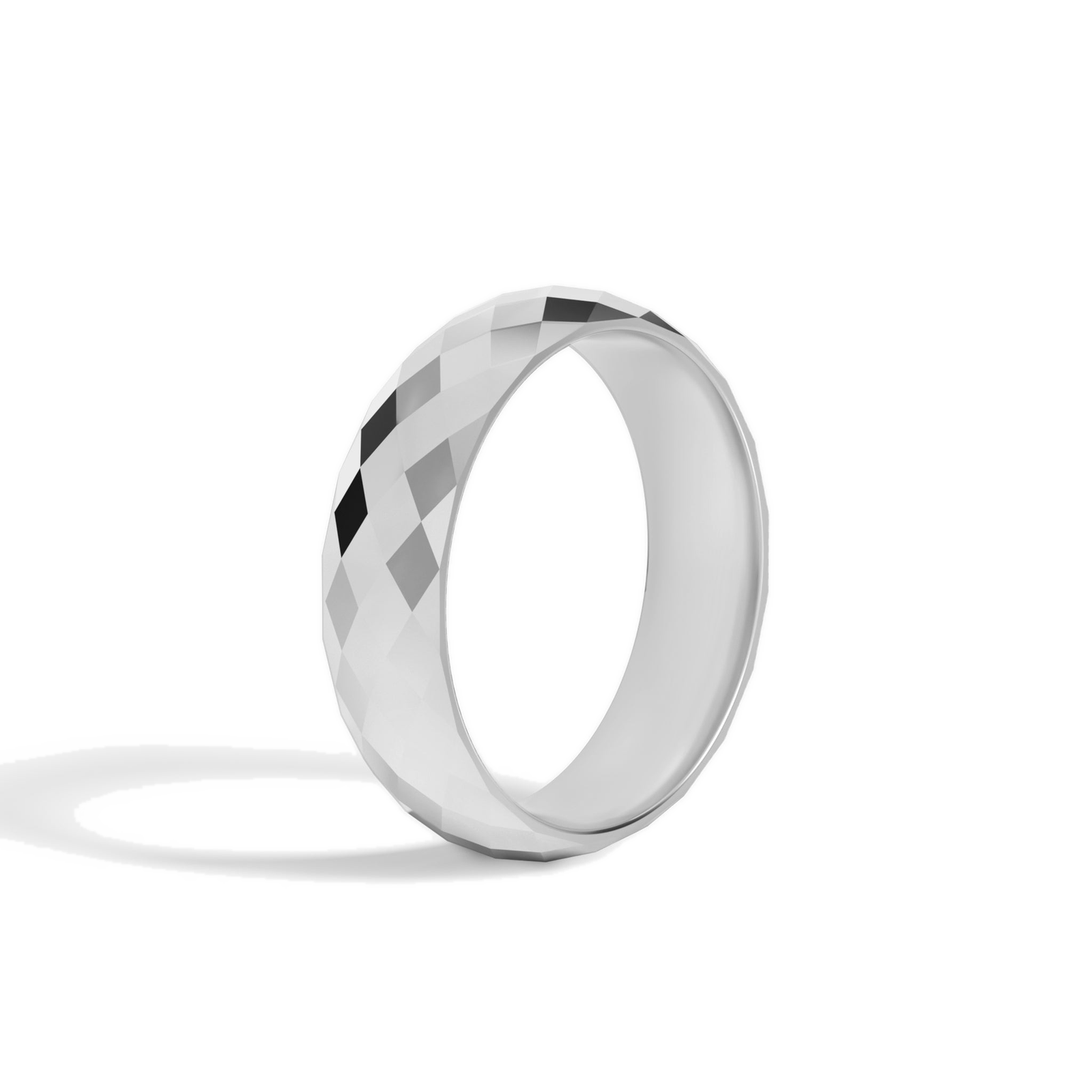 Odette Faceted Dome Diamond Wedding Band in Platinum second product view