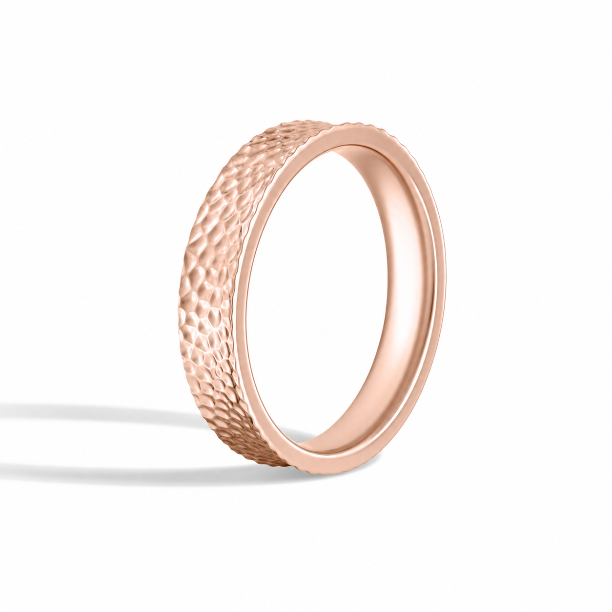 Willa Hammered Concave Comfort Fit Diamond Wedding Band in 14K Rose Gold second product view