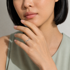 Roselle Curved Ballad Contour Lab-Grown Diamond Ring in 18K White Gold, worn on hand