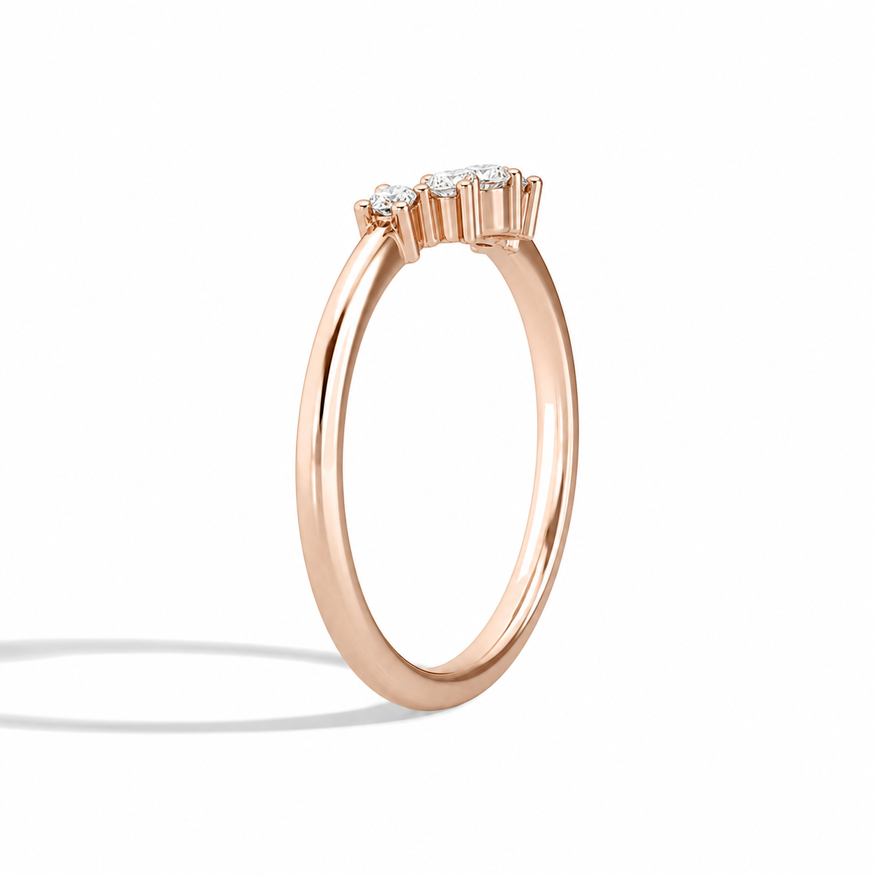 Maelle Curved Contoured 5 Stone Diamond Wedding Band in 14K Rose Gold second product view