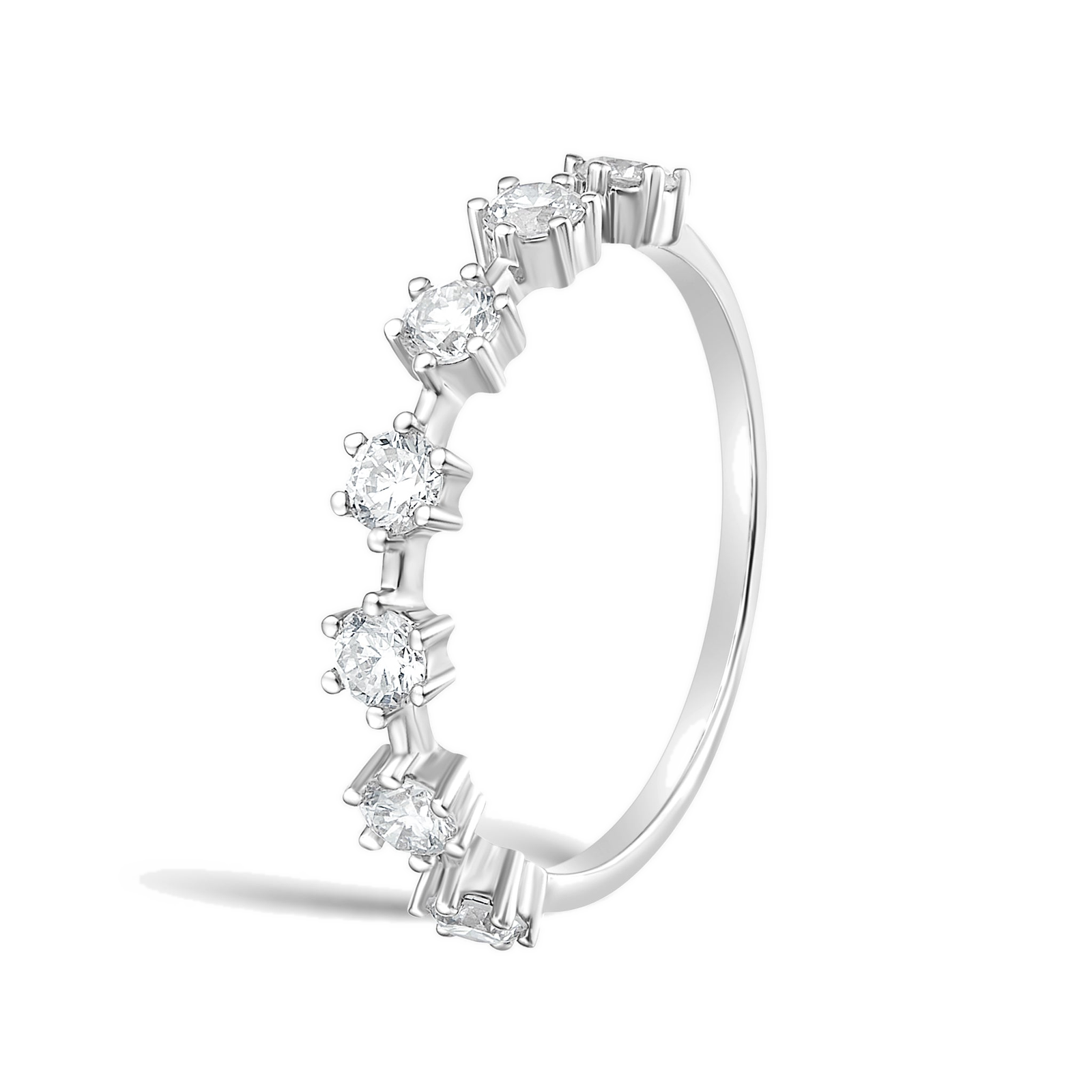 Pia Spaced Six Prong Half Eternity Diamond Band in 18K White Gold second product view