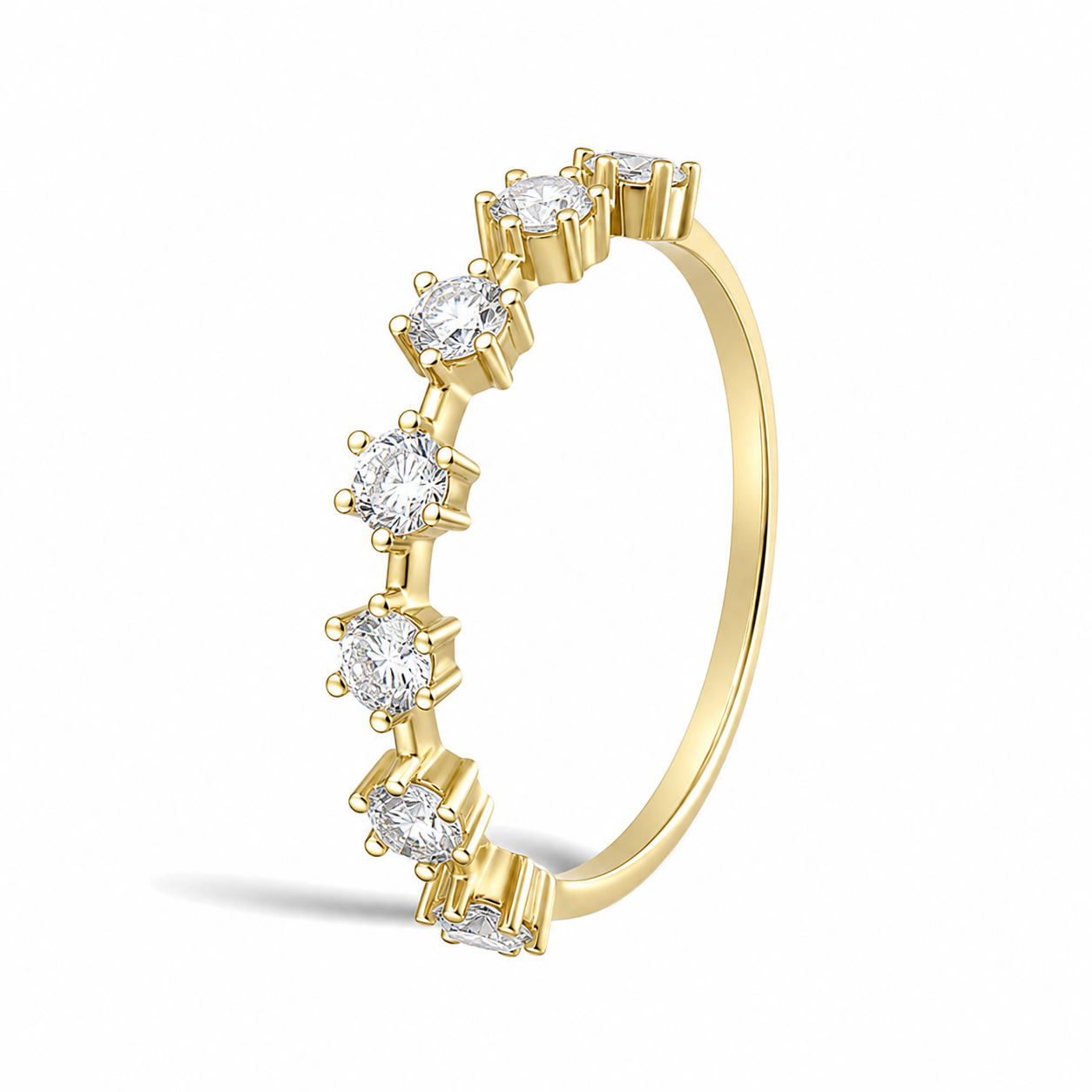 Pia Spaced Six Prong Half Eternity Diamond Band in 18K Yellow Gold second product view